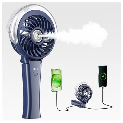 HandFan 4000mAh Upgraded Handheld Misting Fan, 50ml Water Tank, Rechargeable Personal Mister Fan Portable AC, Spray Water Mist Fans, Foldable Cooling Ice Fans for Beach Travel Outdoors(Royal Blue)