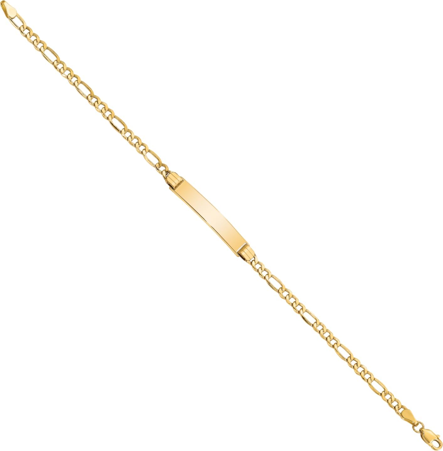 IceCarats 14K Yellow Gold 3.5mm Figaro Chain Link ID Bracelet 7 inch, Polished, Engravable for him
