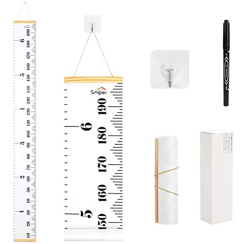 Smlper Growth Chart for Kids,Roll-up Height Chart for Boys Girls,Wood Frame Fabric Canvas