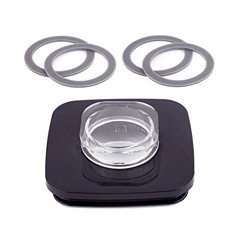 Timsec Replacement Blender Square Jar Lid 4903 and 4Packs Blender Gaskets Sealing O-Rings, 4" diameter Blender Cover with Removable Filler Cap Compatible with Oster and Osterizer Blenders 5 Cup Jar