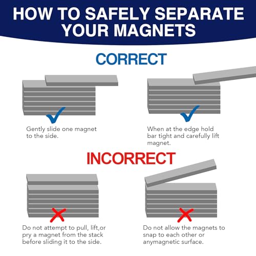 Image of MIKEDE 50 Pack Neodymium Bar Magnets, Super Strong Heavy Duty with Double-Sided Adhesive Powerful Rare Earth Magnet Bars for Craft, Fridge, Kitchen, Office 60x10x3mm