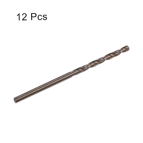 Miniatura 8 de HARFINGTON 12 brocas de cobalto, 0.094 in M35 de alta velocidad métrica de acero de alta velocidad brocas de vástago recto para metal duro, acero