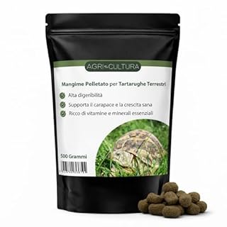 AGRI-CULTURA® | Mangime Completo per Tartarughe di Terra【500g】 | Cibo in Pellet ad Alta Digeribilità | Ricco di Vitamine e Minerali per Carapace Forte e Crescita Sana.