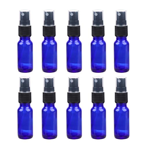 Preisvergleich Produktbild Solustre 10 Stück Sprühflasche Glas Leer Zerstäuber Blauglas Reiseflaschen 15ml Nachfüllbar Tragbar Kosmetik Make Up Parfüm Ätherisches Öl Behälter Reisen Hause Büro Hotel Bad Küche