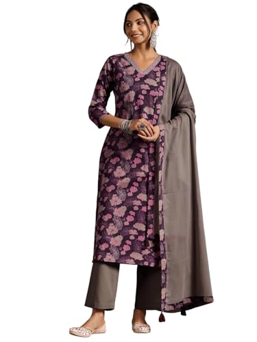 Image of Libas Printed Cotton Straight Kurta With Trouser and Dupatta