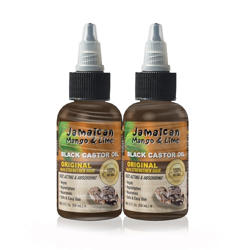 Jamaican Mango & Lime Black Castor Oil Original Strength & Shine Lightweight Hair & Scalp Oil for Locs Braids Twists & Natural Hair (2 fl oz Pack of 2)