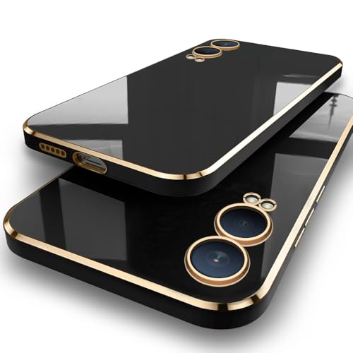 Image of TheGiftKart Luxurious Golden-Plated Back Cover Case for OnePlus Nord CE 4 Lite 5G | Raised Lips for Camera & Screen Protection | ShockProof Design | Stylish Back Case for Nord CE4 Lite 5G (TPU, Black)