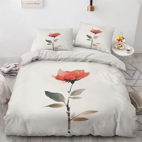 QBIDCSX Funda Nordica Cama 135 Flores Funda Edredon 230x220 cm y 1 Funda de Almohada 50x75 cm para Niñas Niños con Cremallera Suave Transpirable 110gsm Microfibra Fundas Nordicas