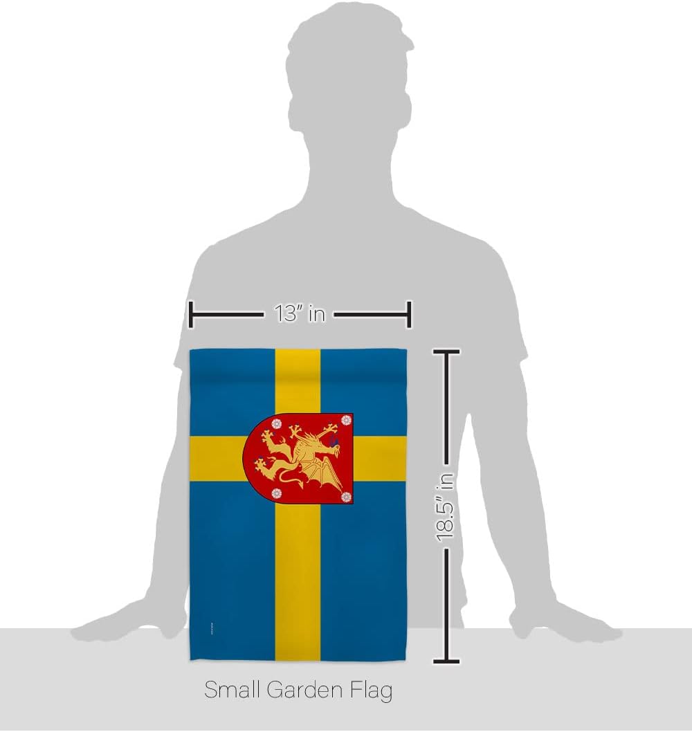 Provinces of Sweden Östergötland Garden Flag - Regional Territory Old History Northern Europe Country Particular Area - House Decoration Banner Small Yard Gift Double-Sided Made in USA 13 X 18.5