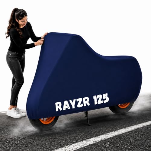 Image of Powerfull Scooty Body Cover for RayZR 125 Dustproof Scratchproof - 100% Waterproof RayZR 125 Cover for Two Wheeler, Outdoor Full Motorcycle Cover with UV, Duty, Rain Protection - Blue