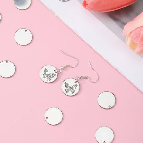 100 Stück Edelstahl Gravier Rohlinge, 15mm Durchmesser 1mm Dick Runde Metallplättchen Runde Platte Rund Stanzrohling Für Schmuckherstellung Handwerk, Silber