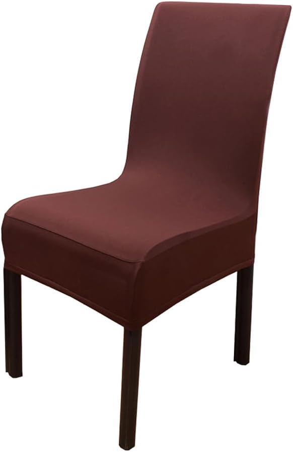 iEventStar Spandex Stretch Washable Dining Room Chair Cover Protector Seat Slipcovers (Dark Brown, 4)