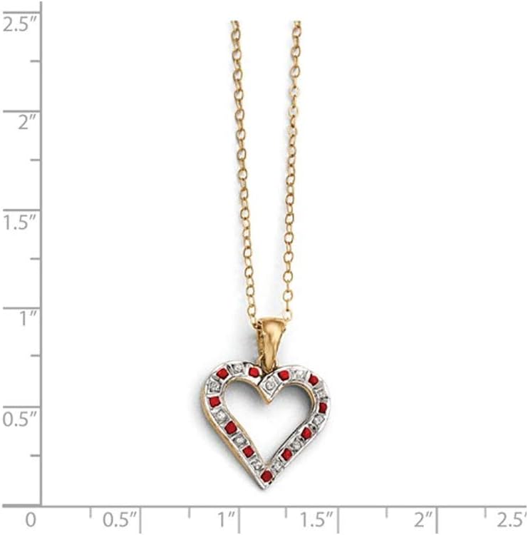 Natural Accent Ruby and Accent Diamond Heart Pendant Necklace in Sterling Silver with Chain - Image 3