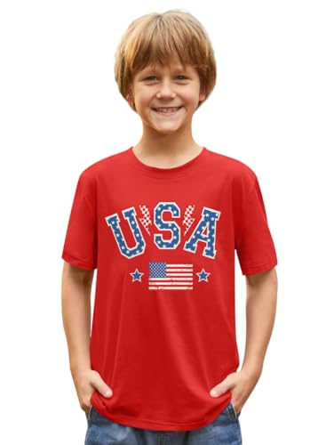 BesserBay Unisex Kids July 4th Amarican Flag Top Patriotic Funny T-Shirt 6-14 Years