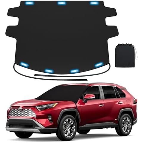 REEVAA Upgraded Car Windshield Cover for Ice & Snow [All-Weather Protection] Magnetic Fit Weatherproof Frost Cover, Car Winter Accessories, Fit for SUVs, Trucks, Cars - Medium (69''x48'') Cover