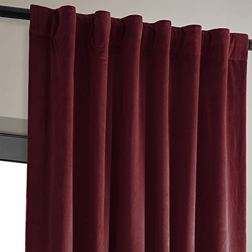 HPD Half Price Drapes Signature Velvet Thermal Blackout Curtains for Living Room 96 Inch Long (1 Panel) Rod Pocket Insulated Blackout Curtains for Bedroom Window Curtains, 50W x 96L, Burgundy