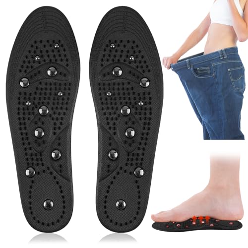 Solette per Massaggio Plantare, Solette Magnetiche, Solette Ortopediche Magnetiche per Donna e Uomo,Sollievo Per Piedi Doloranti Con Inserti Per Digitopressione Sani (L44-47)
