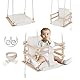 MAMOI® Babyschaukel, Schaukel Indoor, Holzschaukel für Baby und Kinder, Kinderschaukel, Schaukeln aus Holz, Kleinkinderschaukel für kinderzimmer und türrahmen, 3 in 1
