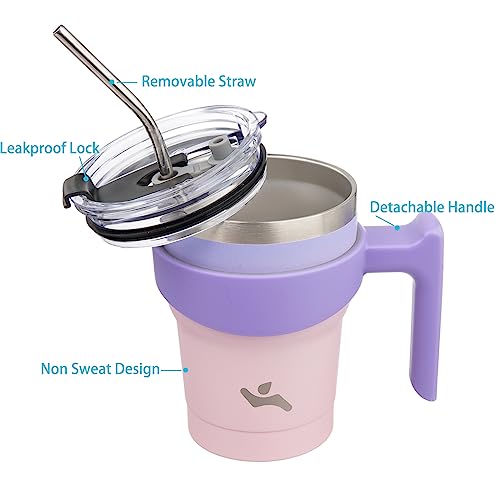 Image of Konokyo 10 oz Tumbler with Handle and Straw, Insulated Travel Mug