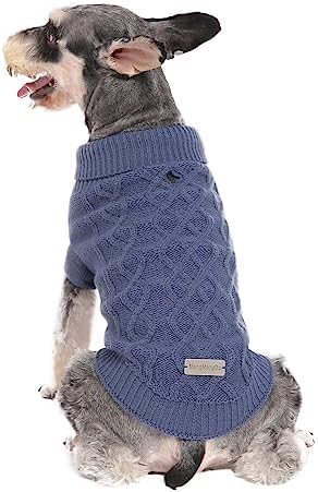 Small Dog Warm Winter Sweater MengMengDa Pet Dog Clothes Dog Knitwear for Small to Medium Breeds Dog Outfits (Dark Blue S)