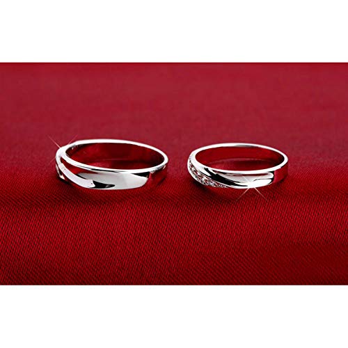 Platina-plated Sterling zilveren rimpel golven ontwerp koppels ringen Mens Womens trouwbanden (vrouwen ring met Moissanite), Women'sring, S - Afbeelding 6