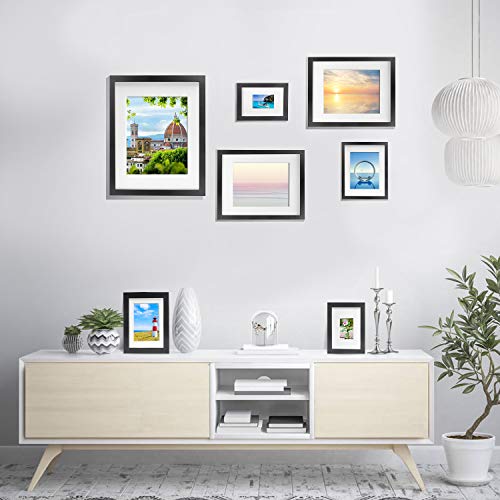 Vsadey 10 Pack Picture Frames Set, Photo Frames Collage for Tabletop or Wall Decor, Gallery Wall Frame Set for Wall Collage with Mat, One 11x14 in, Two 8x10 in, Three 5x7 in, Four 4x6 in, Black - Thumbnail 6