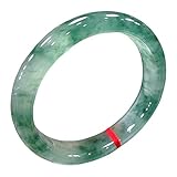 [WYRHXY] 女性のための緑の翡翠ブレスレットバングル手彫りエメラルドバングルレディジュエリー、リアルグレードAナチュラル翡翠（60）ファッション