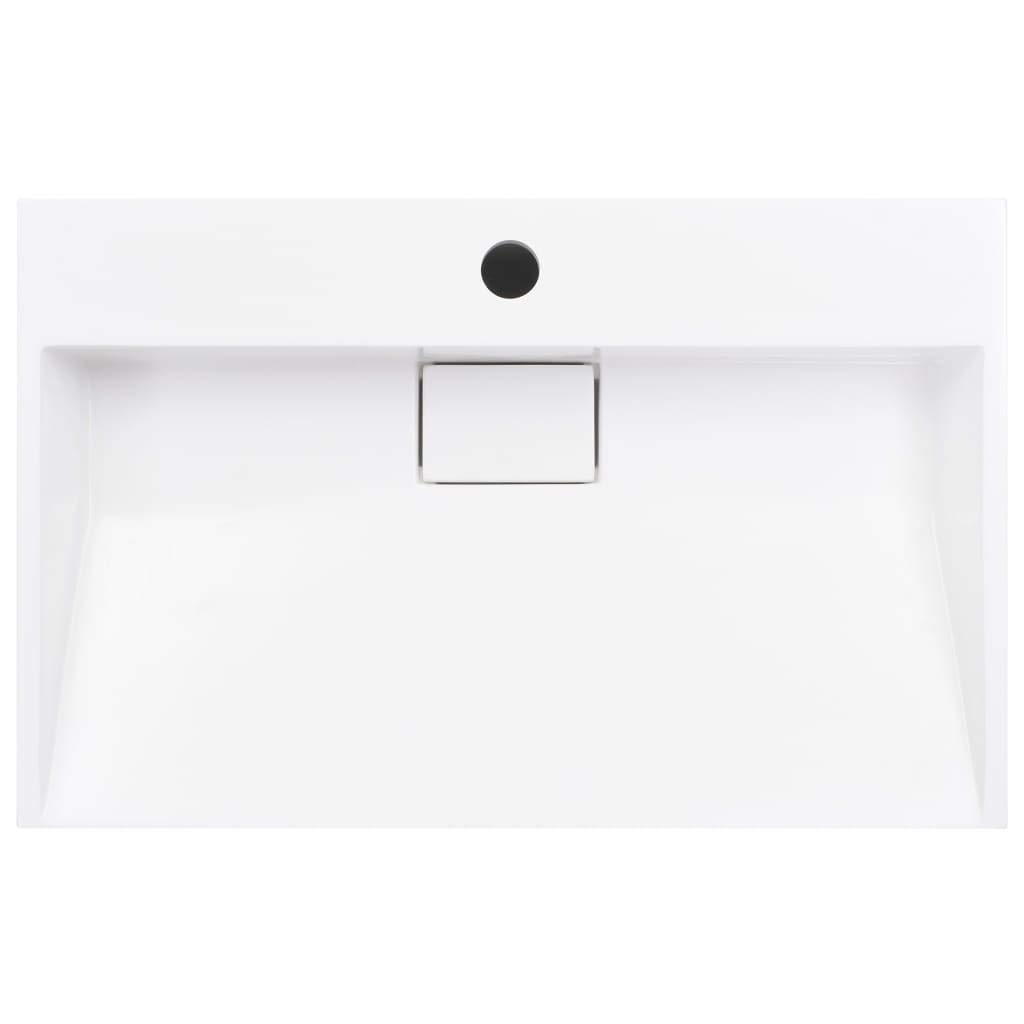 Lavabo de pared con orificio para grifo, para baño, invitados, sanitario, con material de montaje y sifón de desagüe, color blanco, 60 x 38 x 11 cm