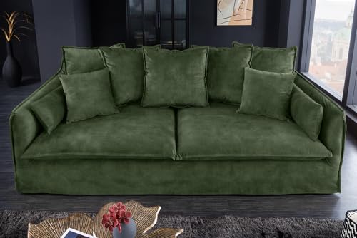 Riess Ambiente Großes 3er Sofa Heaven 200cm dunkelgrün Samt waschbarer Bezug Hussensofa Couch, Ecksofa, Eckcouch, Samtsofa – Bild 6
