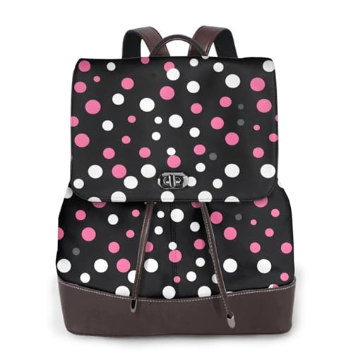 Sac à dos de voyage randonnée noir à pois en cuir unisexe