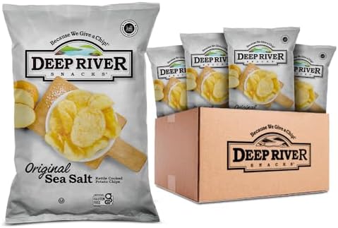 Deep River Snacks Original Sea Salt Kettle Cooked Potato Chips, Non GMO, 8 Ounce (Pack of 12)