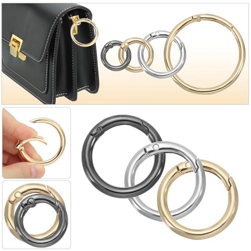 PATIKIL 28mm OD Spring O Rings, 10er Pack Metall Runde Karabinerhaken Trigger Snap Frühling Schlüsselringe Haken Schnalle für Geldbörse Handtasche Bastelarbeiten, Goldton