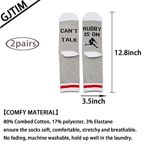 GJTIM 2 Pairs Can't Talk Rugby Is On Player Coach Gift Funny Socks2