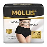 MOLLIS Disposable Period Pants for Women Heavy Flow, Maternity Pads & Postpartum Underwear, Incontinence Knickers Leak Proof, Black, Small/Medium, 16 Count