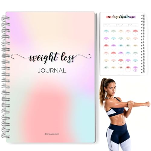 12-Month Weight Loss Journal for Women, A5 Pastel Rainbow Weight Loss Tracker & Body Measurements Planner, Fitness Progress Notebook for Motivation and Goal Setting