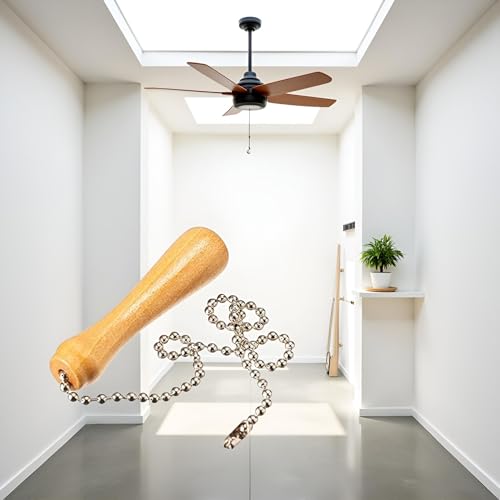 Image of 1Pc Light Wood Beaded Pull Chain Extension with Connector Wooden Pillars Walnut Pendant Antique Brass Pull Chain for Ceiling Fan Chain,Useful Pull Chains Ceiling Fans and Accessories(12 Inch)