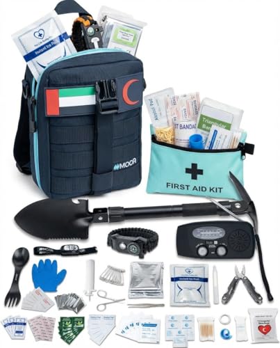 Survival & Camping Kit Compact Emergency Outdoor Gear Set for Hiking Travel & Camping with Essential Tools in Black