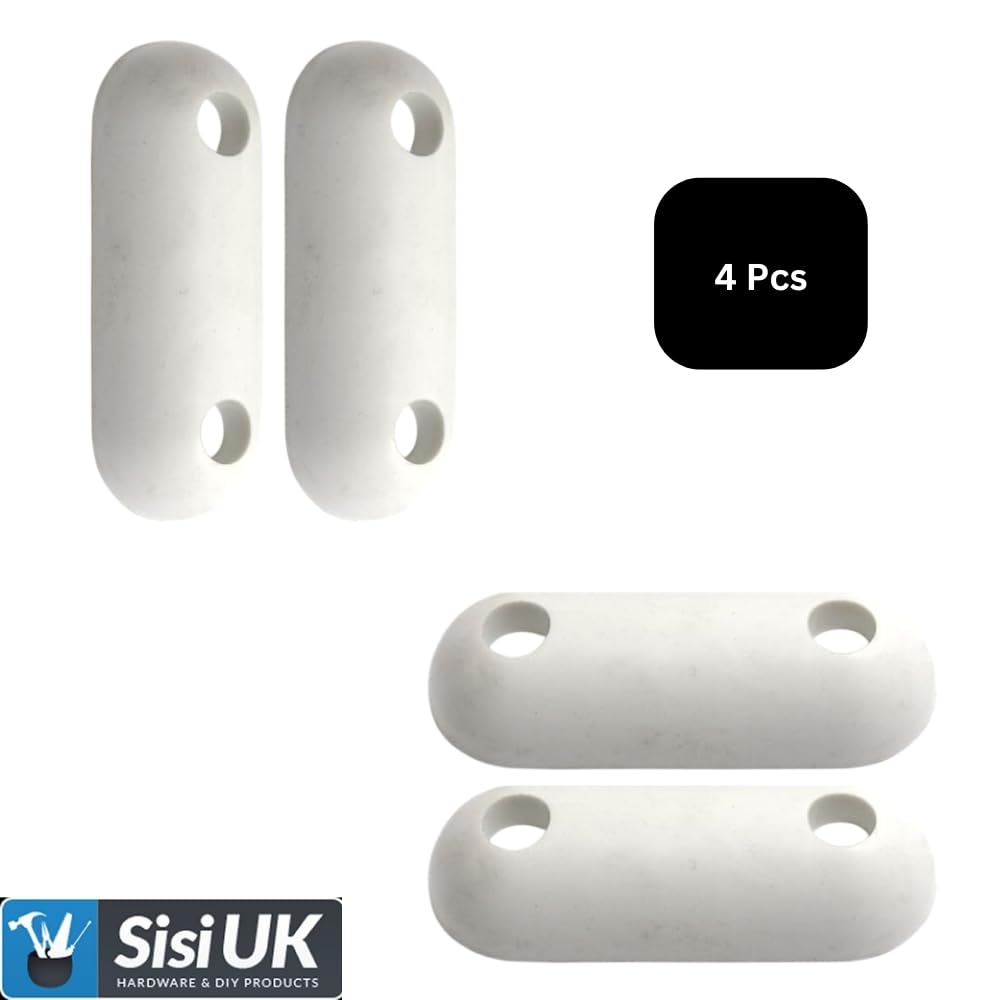 SisiUK White Rubber Oval Toilet Seat Buffer Pad 60MM X 22MM X 12MM with Screws (Pack of 4) - Image 2
