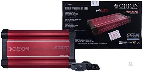 Orion HCCA5000.1D Monoblock Class D High Performance Competition Grade Amplifier Stable at 1 Ohm; with 4-Way Protection Circuitry and Remote Subwoofer Control, 5000W RMS