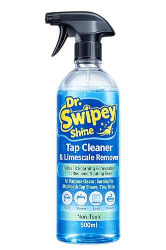 Dr. Swipey Shine | Tap Cleaner - Limescale Remover | All Purpose Cleaner Suitable for Bathroom, Tap,Shower,Tiles, Mirror Foaming Formulation for Reduced Scrubbing Effort, Non-Toxic | 500ml Pack of - 1