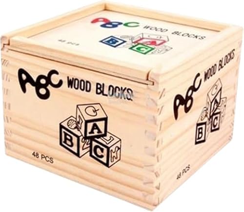 48-Piece Wooden ABC Alphabet & Number Building Blocks Set with Wooden Storage Box | Educational Learning Toy for Toddlers, Preschool & Early Learning