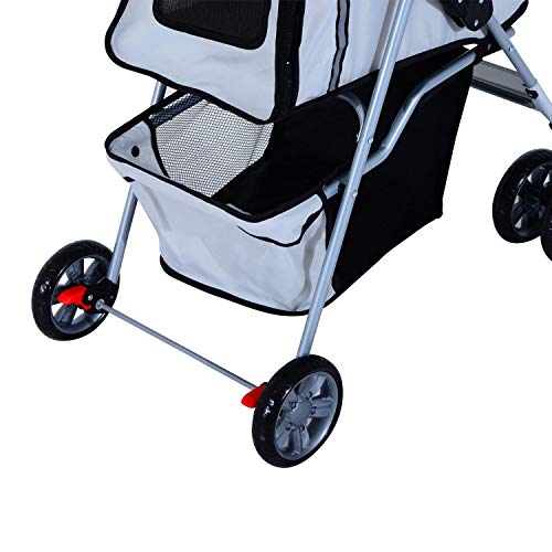 PawHut Hundewagen Hundebuggy Pet Hunde Buggy Stroller Jogger Anhänger Grau