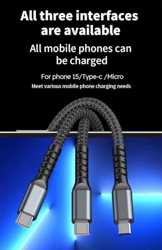 Image of 3-in-1 100W Fast Charging Cable with LED Display | 5A PD Braided Nylon Multi USB Cable (Type-C, Lightning, Micro USB) for Laptops, iPhones, Android & Tablets | 480Mbps Data Sync | 1.2m