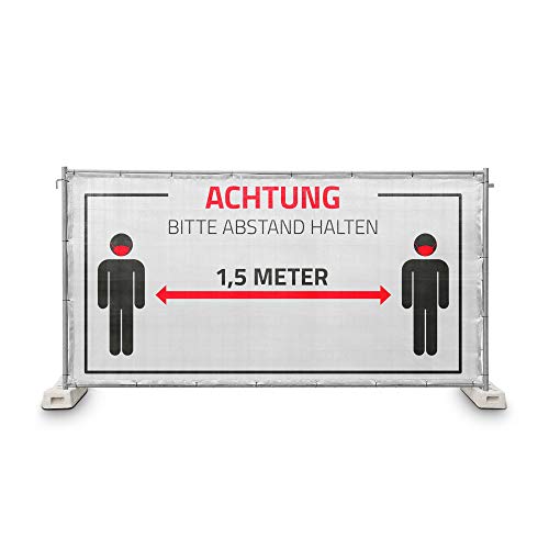 Panel de Aviso por Favor, Distancia de Gasa, Tipo 800, 1,76 x 3,41 m, con Ojales, Color Blanco Cover