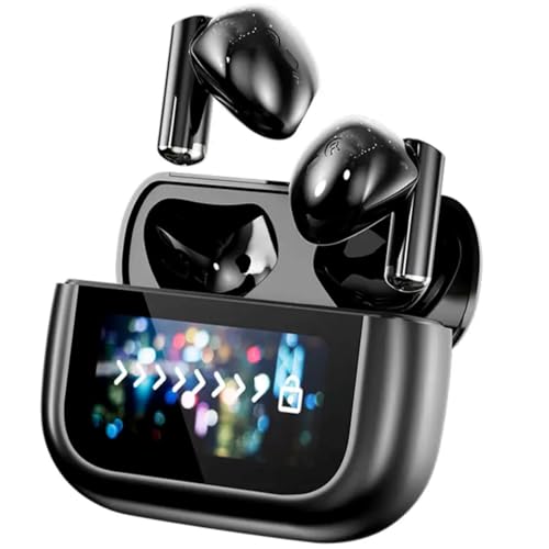 h24z-kopfhörer mit LCD-Touchscreen-Display – kabelloses Bluetooth 5.4, In-Ear-Kopfhörer mit 6 ENC-Mikrofon mit Geräuschunterdrückung, HiFi-Stereo, kopfhörer mit tiefem Bass (Schwarz)