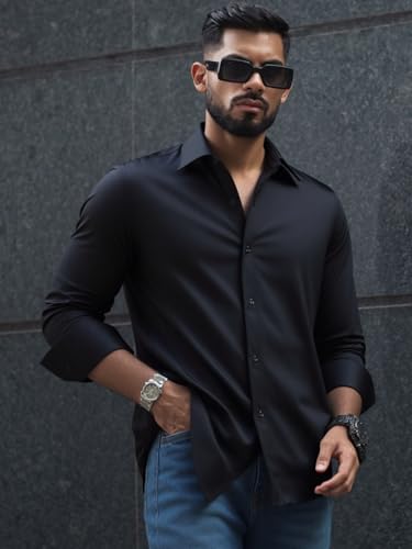 Image of IndoPrimo Men's Stylish Solid Satin Casual Shirt for Men Full Sleeve