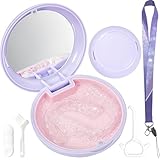 Gaboolo Retainer Case with Mirro and Lanyard,Slim Aligner Case with Vent Holes,Cute Dental Brace Box with Retainer Removal Tool and Brush (Purple Pink with Lanyard)