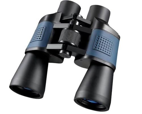 Compact High Power 20x50 Binoculars for Adults Low Light Night Vision - Black/Blue