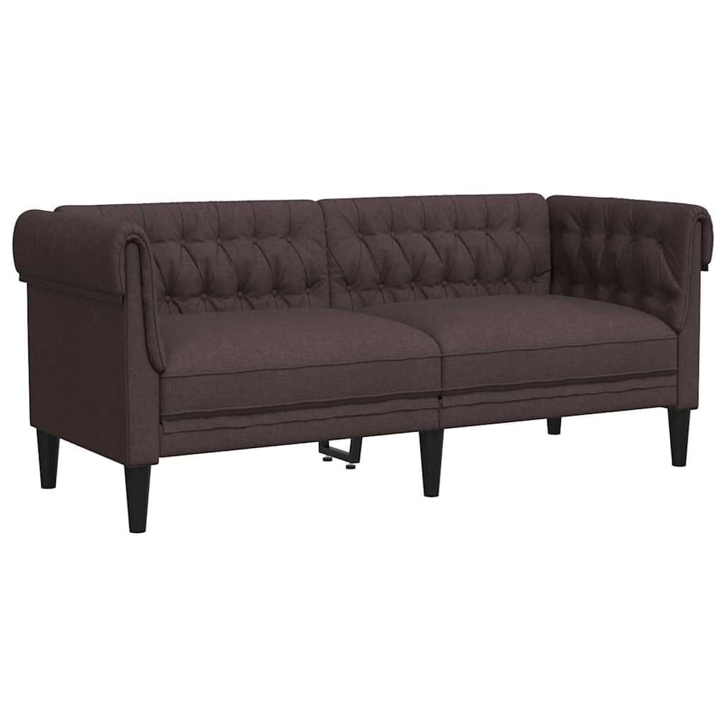 Canapé 2 Places, Causeuse de Salon Fauteuil Sofa 2 Places Chesterfield Marron foncé Tissu 182,5 x 74,5 x 74,5 cm