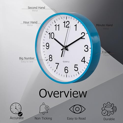 Horloge analogique de 25,4 cm Clockswise avec mécanisme de précision - 4